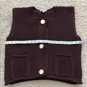 Brown Knit Vest with Button Details
